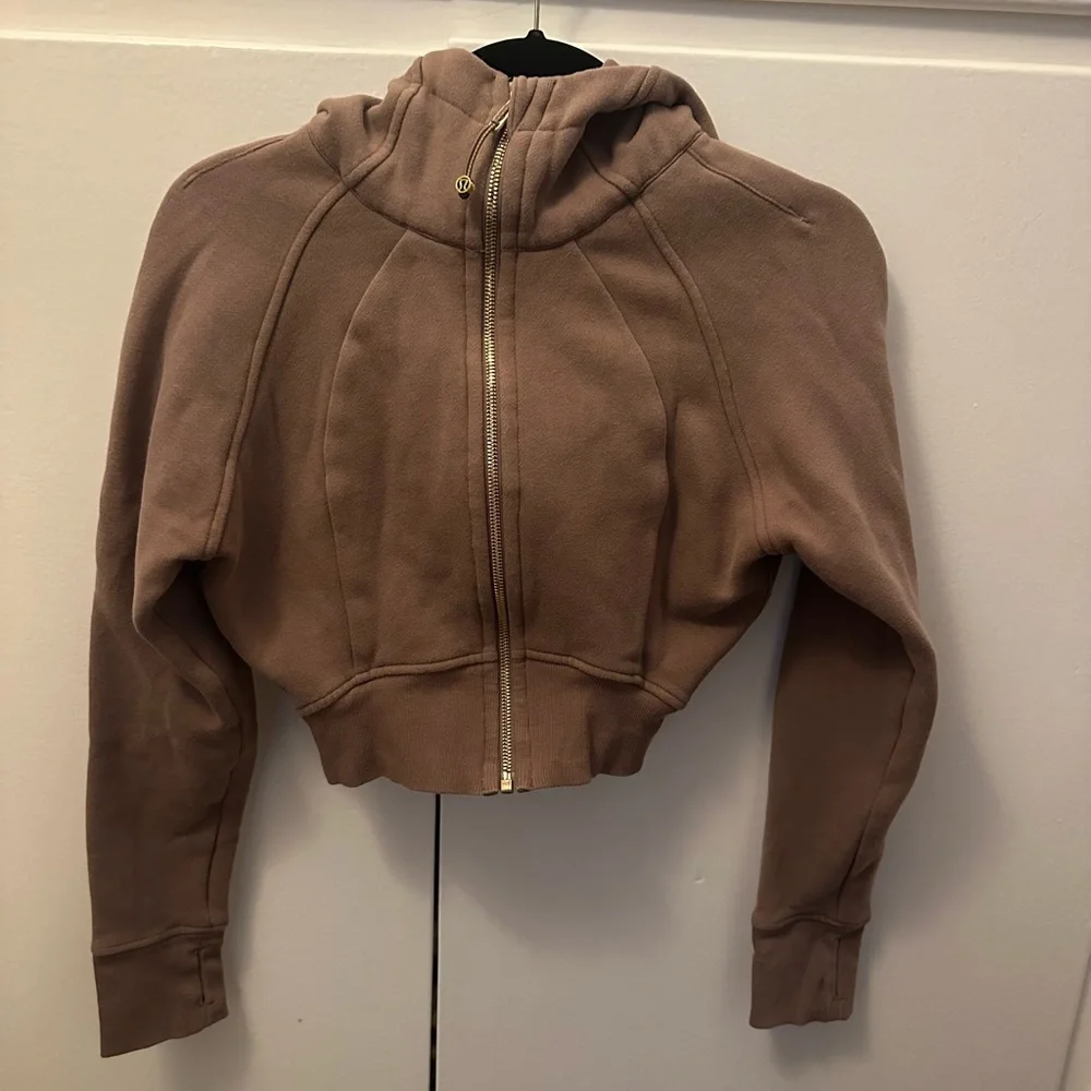 Lululemon Crop Brown Hoodie with Gold Zipper - Picture 1 of 4